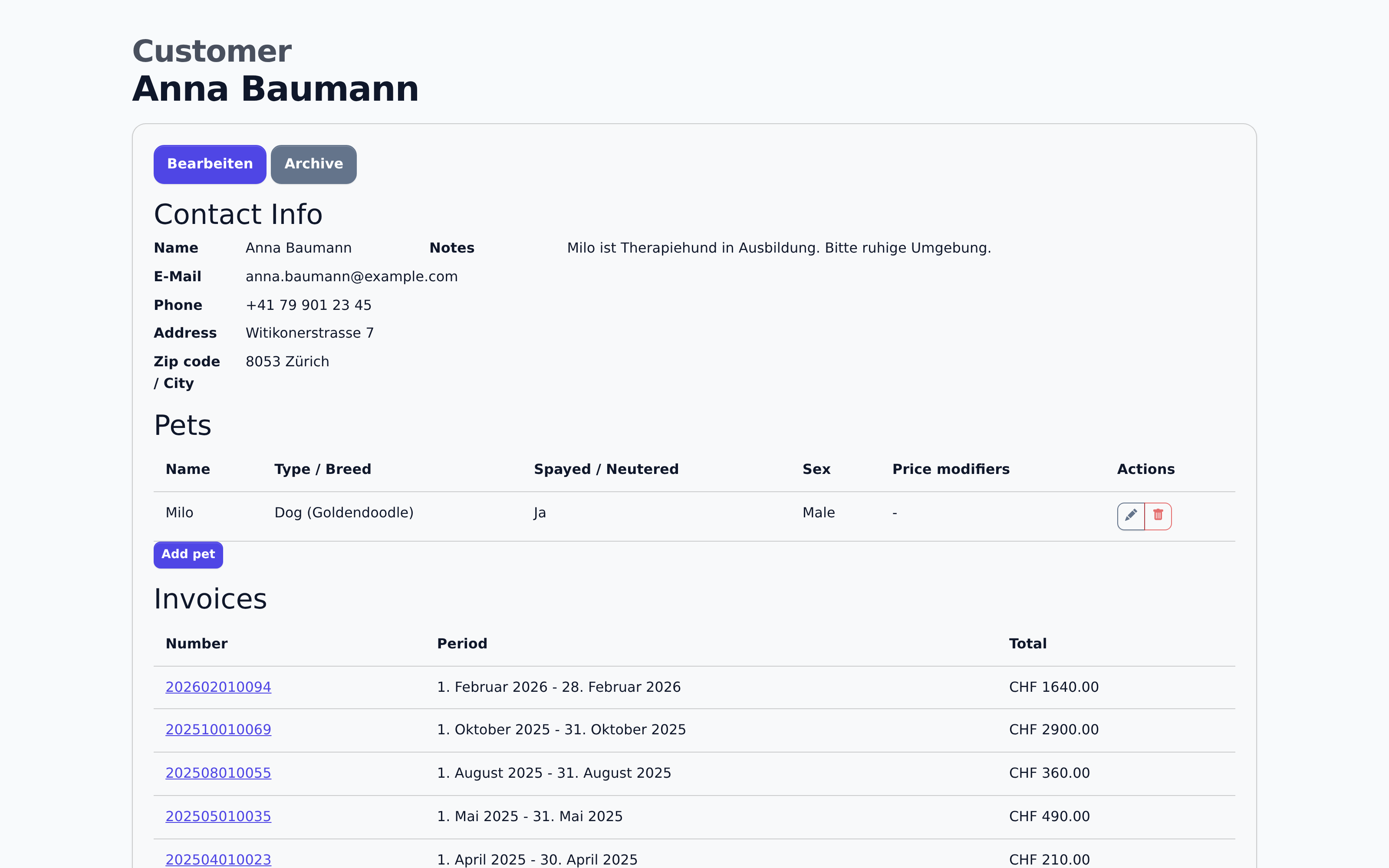 Kundenhistorie im Überblick