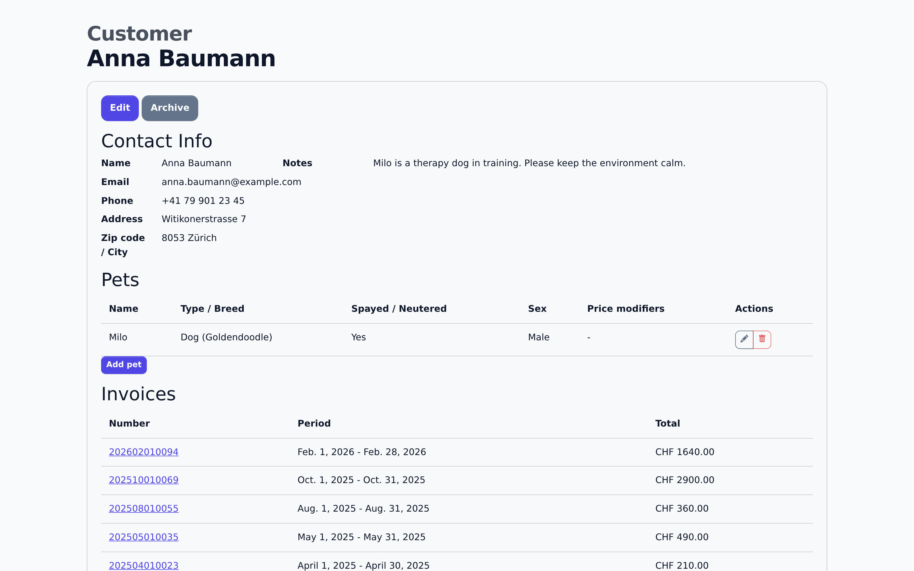 Client history at a glance